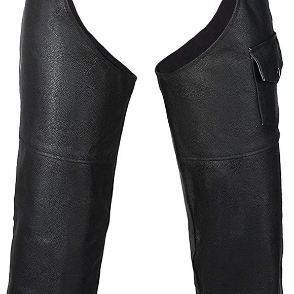 NEW HWK BLACK Motorcycle Leather Chaps Pants Biker Cowboy Riding Racing Sz 36 x - Picture 7 of 9
